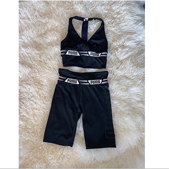 PUMA Black Crop Top Biker Short Set Size XS - Picture 3 of 7